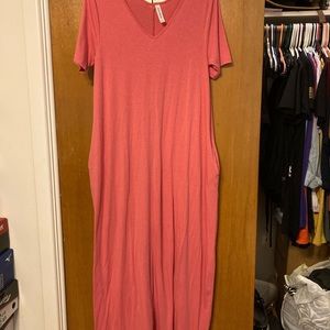 Coral Maxi Pocket Dress L